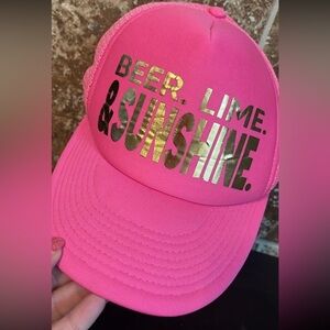 Pink Party Cap with Gold Text